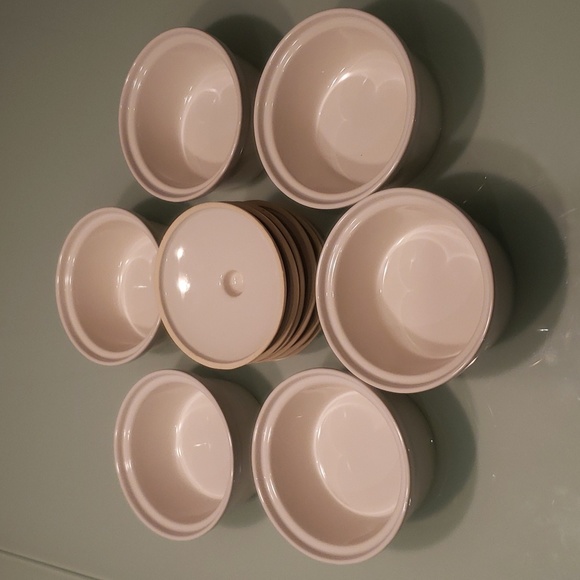 Crate & Barrel 6 White Bowls with Lid - Picture 5 of 8